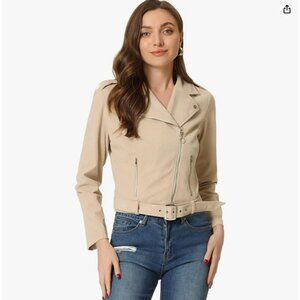 Women's Tan Moto Corduroy Jacket XL